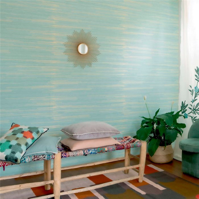 Elitis|Papier peint japonais effet soie orientale vert menthe|Papier Peint