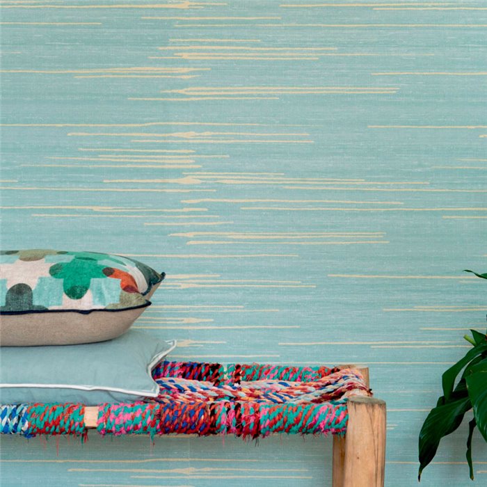 Elitis|Papel pintado japonés efecto seda oriental verde menta|Papel Pintado