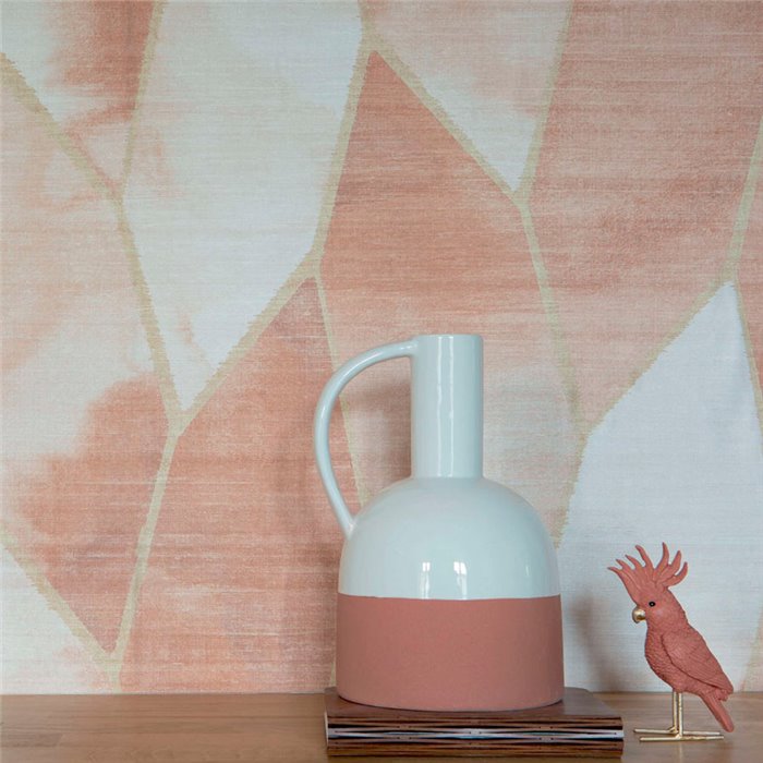 Elitis|Oriental beige and pink silk-effect wallpaper|Wallpaper