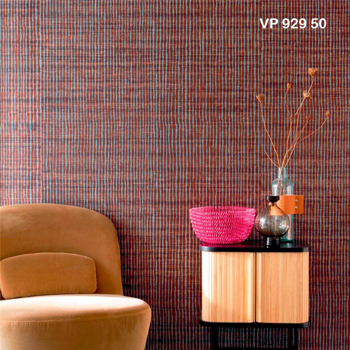Elitis|High-end wallpaper with orange stripes, textile effect|Wallpaper