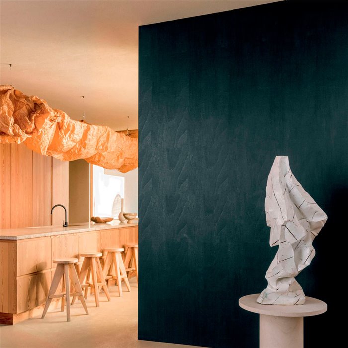 Papel pintado textura de madera gris oscura y vinilo gofrado contemporáneo - Élitis Bois sculpté VP93680