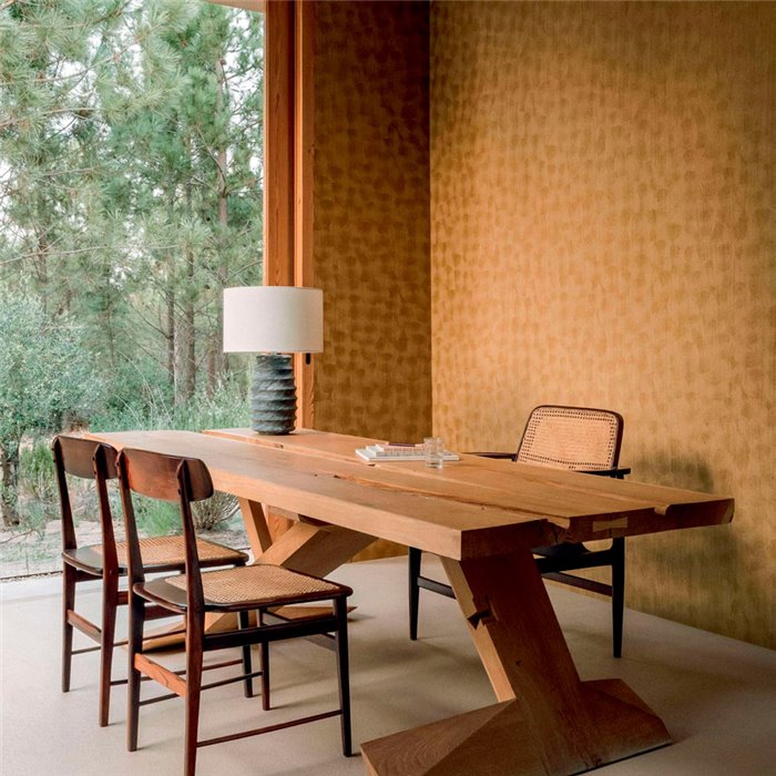 Elitis|Golden brown ring-carved wood wallpaper|Wallpaper