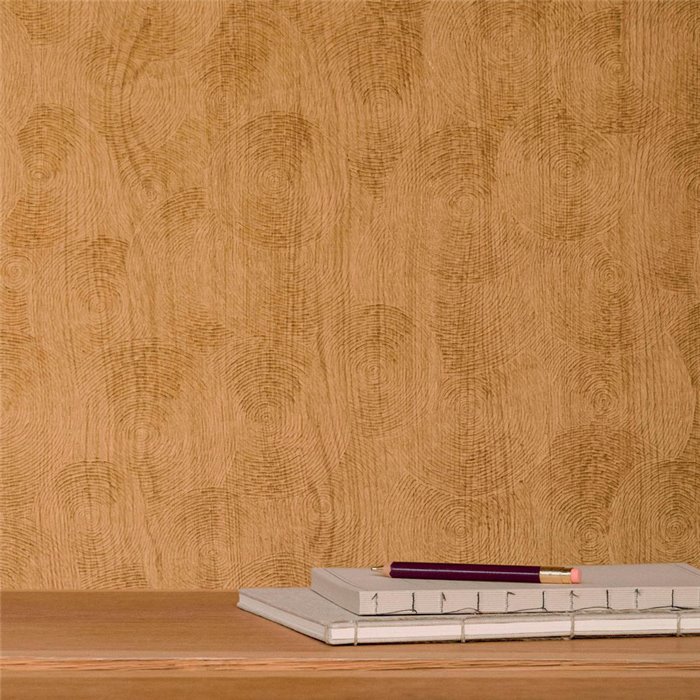 Elitis|Golden brown ring-carved wood wallpaper|Wallpaper