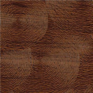 Elitis|Papier peint anneaux sculptés marron doré, effet bois|Papier Peint