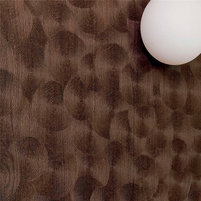 Elitis|Dark brown concentric ring wood wallpaper|Wallpaper