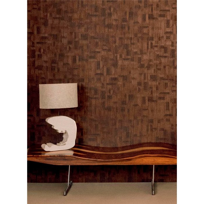Elitis|Papier peint vinyle effet bois sculpté tons marron|Papier Peint