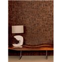 Elitis|Vinyl wallpaper with carved wood effect in brown tones|Wallpaper