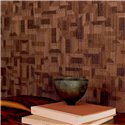 Elitis|Vinyl wallpaper with carved wood effect in brown tones|Wallpaper