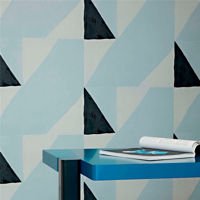 Elitis|Papel pintado composición moderna de arte abstracto blanco, azul claro y negro|Papel Pintado