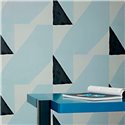 Elitis|Modern composition wallpaper with abstract art in white, light blue and black|Wallpaper
