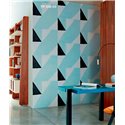 Elitis|Geometric wallpaper with abstract art composition in beige and grey|Wallpaper