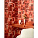 Elitis|Moderne Kunsttapete mit geometrischer Komposition in grünlichem Schwarz und Beige|Tapeten