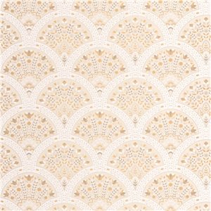 Casadeco|Papier peint floral vert style anglais avec formes d’éventails|Art Déco
