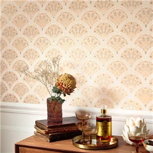 Papeldecor|Vliestapete Gefärbte Stoffoptik mit Ethnomotiven Blau|Tapeten 2