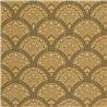 Casadeco|Floral wallpaper with elegant mustard yellow fans|Art Deco