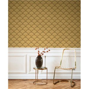 Caselio|Papier peint art déco avec coquillages bleu et doré|Art Déco 2