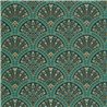 Casadeco|Green floral wallpaper in English style with fan shapes|Art Deco
