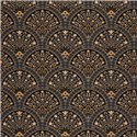 Casadeco|Papel pintado floral tonos oscuros con formas de abanico|Art Deco