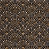 Casadeco|Papel pintado floral tonos oscuros con formas de abanico|Art Deco