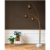 Casadeco|Papel pintado floral tonos oscuros con formas de abanico|Art Deco