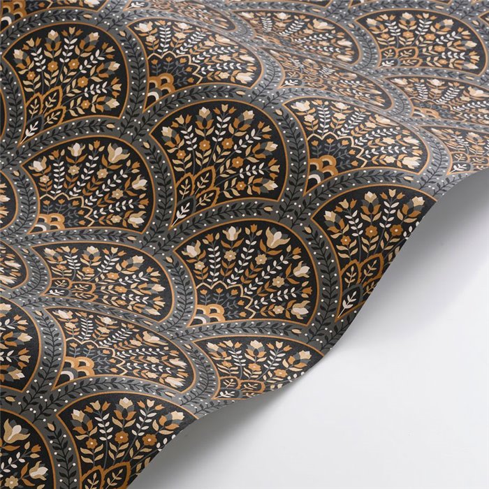 Casadeco|Floral wallpaper in dark tones with fan shapes|Art Deco