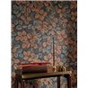 Casadeco|Classic floral wallpaper with leaf print and black background|Floral