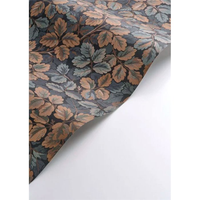 Casadeco|Papier peint floral classique avec feuilles imprimées sur fond noir|Floral