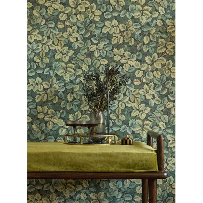 Casadeco|Papier peint floral avec feuillage dense vert|Floral