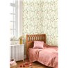 Casadeco|Botanical wallpaper with green leaves and strawberries on white background|Floral