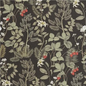 Casamance|Papel pintado floral Art Nouveau negro y cobre|Papel Pintado