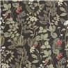 Casadeco|Field flower and strawberry wallpaper with black background|Floral