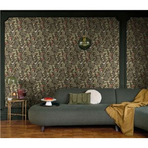 Casadeco|Floral wallpaper with strawberries and almond green background|Floral 2