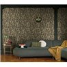Casadeco|Papier peint fleurs des champs et fraises sur fond noir|Floral