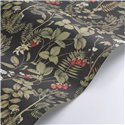 Casadeco|Field flower and strawberry wallpaper with black background|Floral
