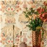 Casadeco|Classic floral wallpaper with palm trees, tropical birds, and butterflies|Floral