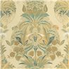 Casadeco|Klassische florale Tapete im englischen Stil, exotisches Blumen- und Tierbouquet in Grün|Blumen