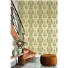 Casadeco|Papier peint floral classique style anglais, bouquet de faune et flore exotique verte|Floral