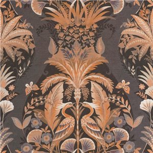 Khroma|Papier peint effet textile arabesques gris pierre|Papier Peint