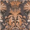 Casadeco|Classic floral wallpaper with elegant plumage, slender palms, and exotic flowers|Floral