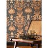 Casadeco|Classic floral wallpaper with elegant plumage, slender palms, and exotic flowers|Floral