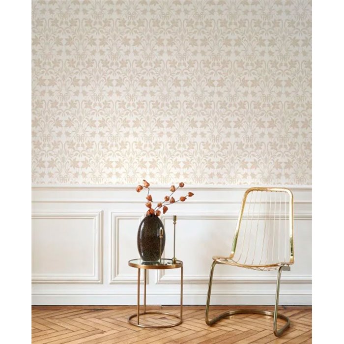 Casadeco|Beige and white floral wallpaper with classic and elegant inspiration|Floral