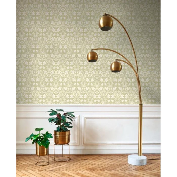 Casadeco|Ornamental green floral wallpaper in classic style|Floral