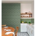 Casadeco|Papier peint style anglais vert avec imprimé floral classique|Floral