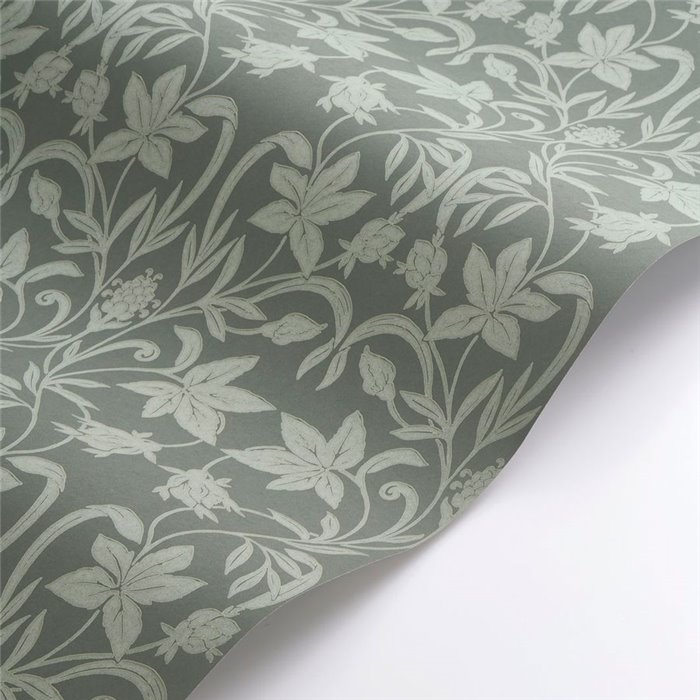 Casadeco|Grüne englische Tapete mit klassischem Blumenmuster|Blumen
