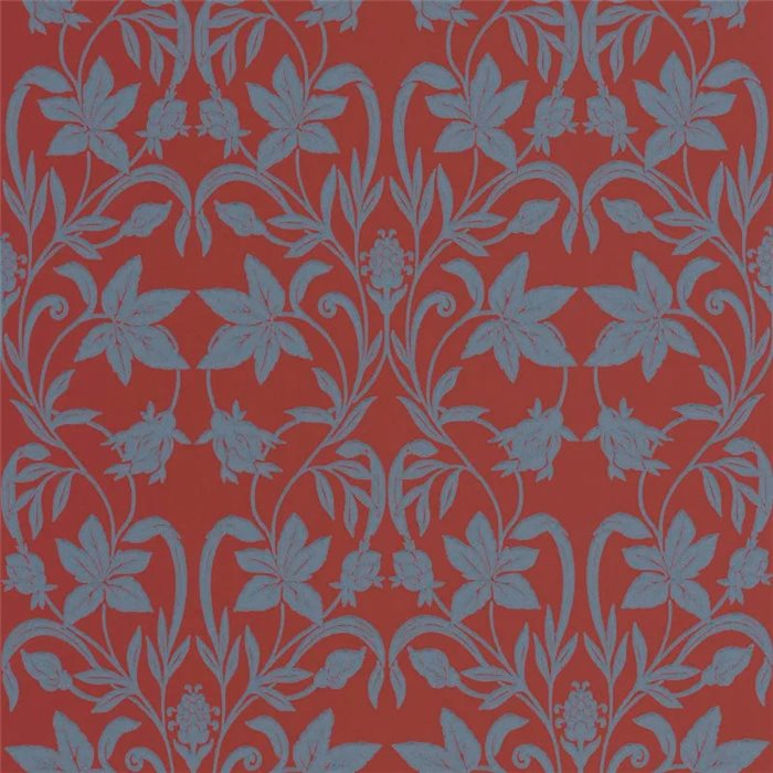 Papel pintado flores clásico rojo, tipo ornamental - Casadeco Heritage 201238665