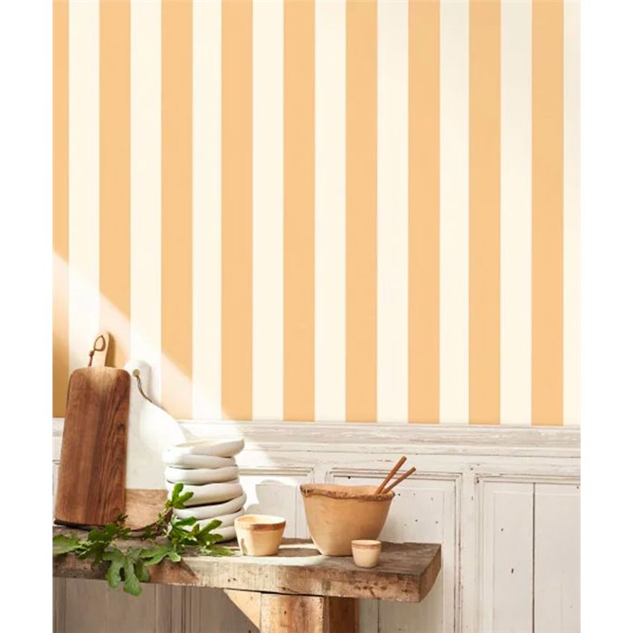 Casadeco|Papier peint rayures jaunes|Marin & Nautique