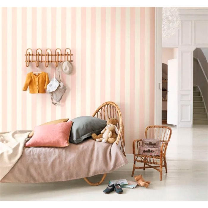 Casadeco|Papel pintado rayas rosa y blanco ideal dormitorios|Marinero & Náutico