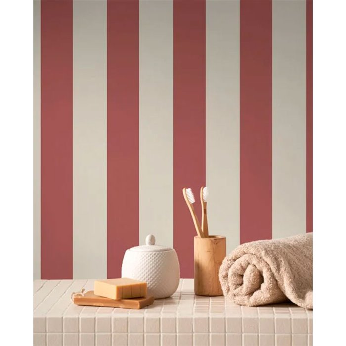 Papel pintado rayas rojas y blancas estilo costero - Casadeco Seaside 29258111
