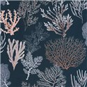 Casadeco|Coral wallpaper with blue background, ideal for bathrooms or coastal interiors|Sailor & Nautical