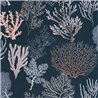 Casadeco|Coral wallpaper with blue background, ideal for bathrooms or coastal interiors|Sailor & Nautical